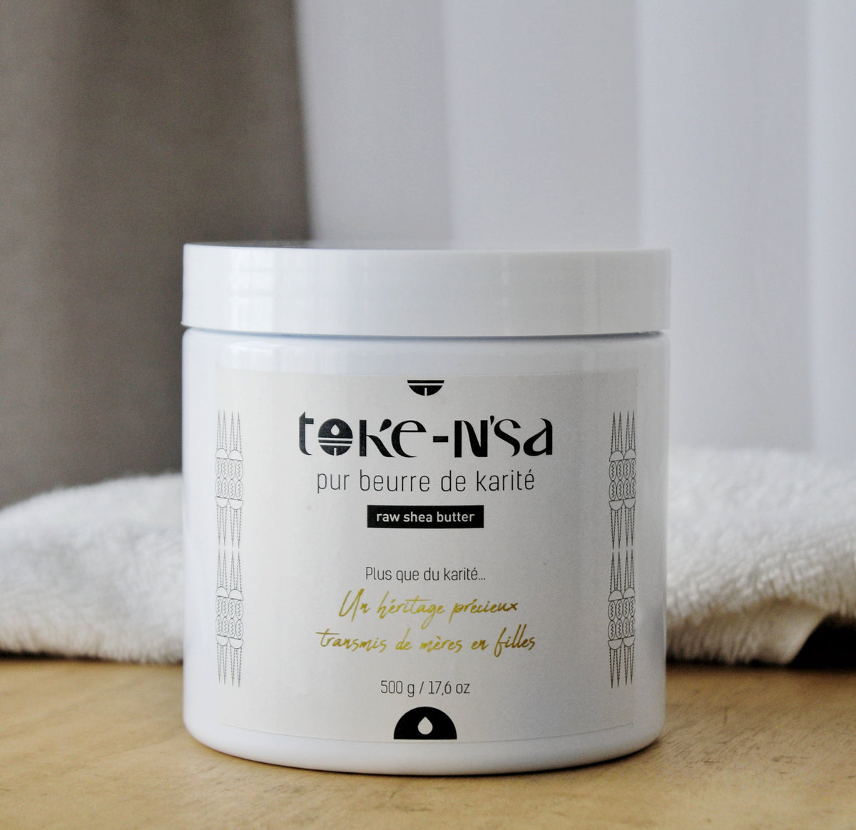 Beurre de karité brut naturel Tokè-N'sa, pot de 500 g, beurre nourrissant et réparateur